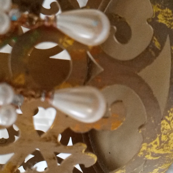 Vintage Faux Pearl and Crystal Drop Earrings - Picture 3 of 3